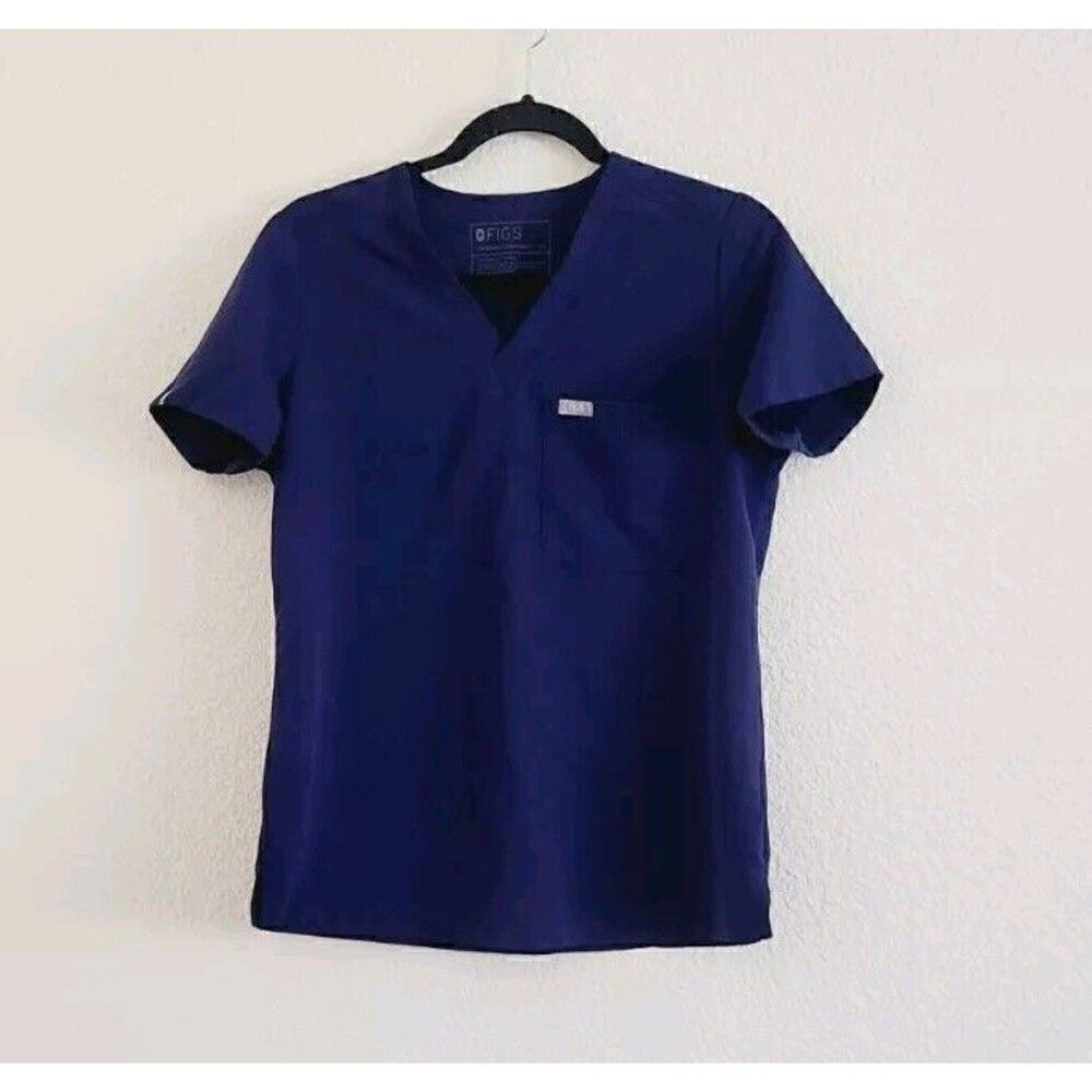 Figs Catrina Scrub Top One Pocket Blue Size XS